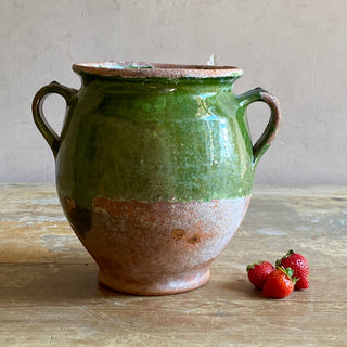 Antique French Green Glazed Confit Pot