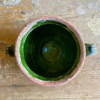 Antique French Green Glazed Confit Pot