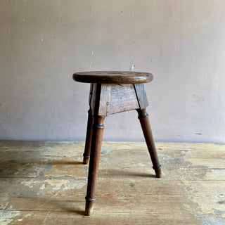 Antique Rustic French Oak Country Stool
