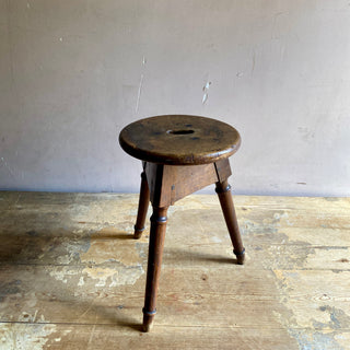 Antique Rustic French Oak Country Stool
