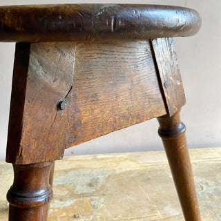 Antique Rustic French Oak Country Stool