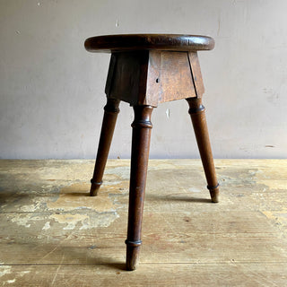 Antique Rustic French Oak Country Stool