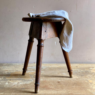 Antique Rustic French Oak Country Stool