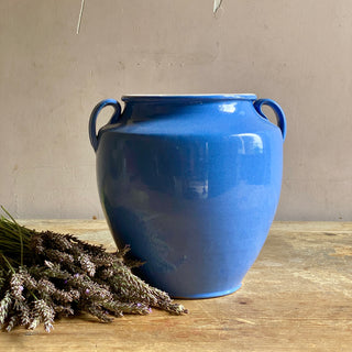 Antique French Blue Glazed Martres-Tolosane Confit Pot