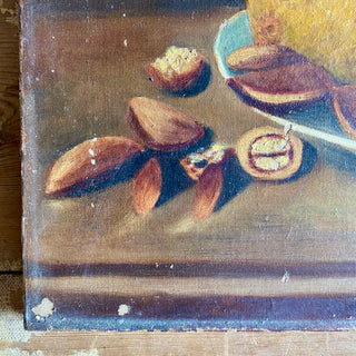 Antique French Oil On Canvas Cheese Course Scene