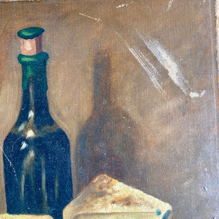 Antique French Oil On Canvas Cheese Course Scene