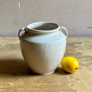 Antique French White Glazed Martres-Tolosane Confit Pot