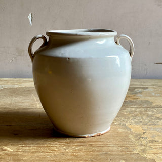 Antique French White Glazed Martres-Tolosane Confit Pot