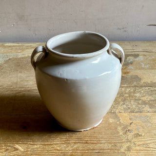 Antique French White Glazed Martres-Tolosane Confit Pot