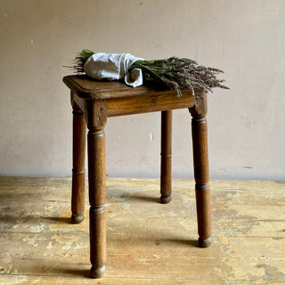 Antique French Oak Country Stool