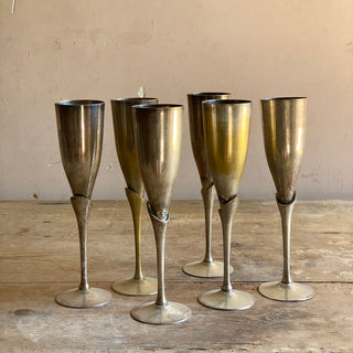 Metal Champagne Flutes - Set of Six