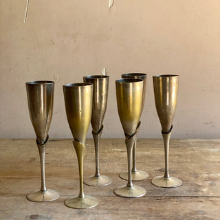 Metal Champagne Flutes - Set of Six