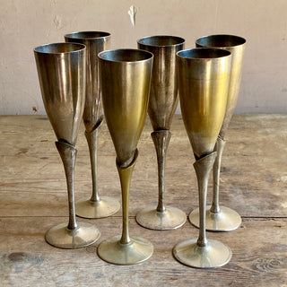 Metal Champagne Flutes - Set of Six