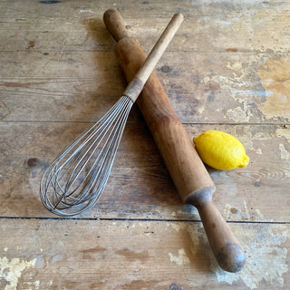 Antique Extra Large French Rolling Pin And Wisk