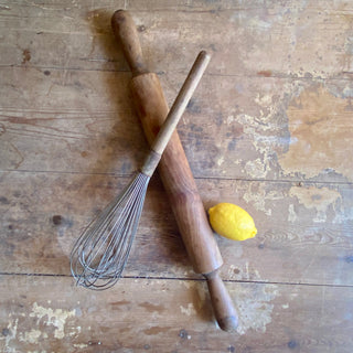 Antique Extra Large French Rolling Pin And Wisk