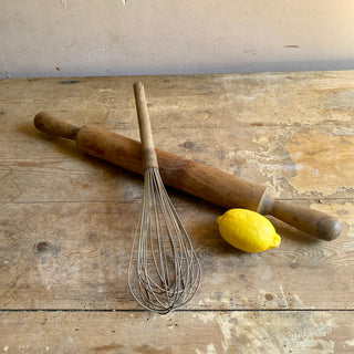 Antique Extra Large French Rolling Pin And Wisk
