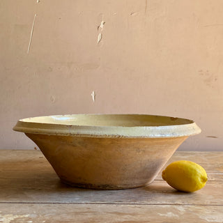Antique Yellow Tian Bowl In Rare Shape
