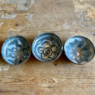 Three Antique French Copper Jelly Moulds