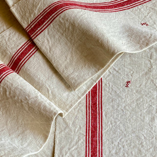 Set Of Three Extra Large Vintage French Linen Tea Towels