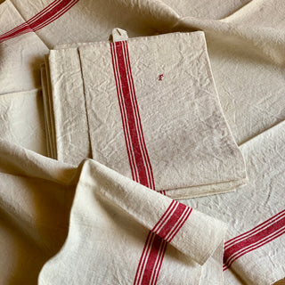 Set Of Three Extra Large Vintage French Linen Tea Towels