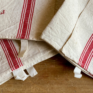 Set Of Three Extra Large Vintage French Linen Tea Towels