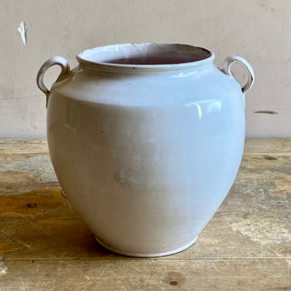 Antique French White Glazed Martres-Tolosane Confit Pot