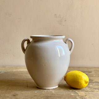 Antique French White Glazed Martres-Tolosane Rare Smaller Confit Pot