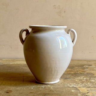 Antique French White Glazed Martres-Tolosane Rare Smaller Confit Pot