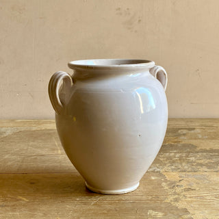 Antique French White Glazed Martres-Tolosane Rare Smaller Confit Pot