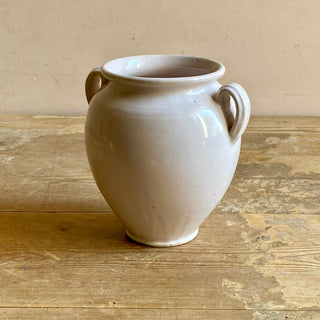 Antique French White Glazed Martres-Tolosane Rare Smaller Confit Pot