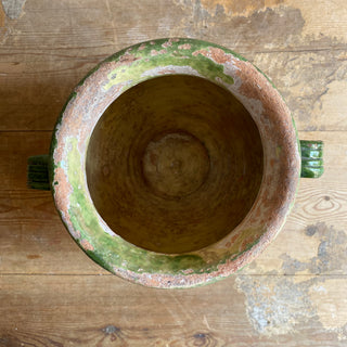 Large Antique Green Glazed Confit Pot