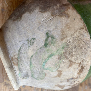 Large Antique Green Glazed Confit Pot