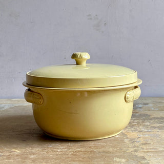 ANTIQUE FRENCH YELLOW SARREGUEMINES TERRINE