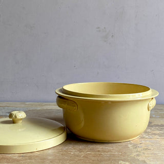 ANTIQUE FRENCH YELLOW SARREGUEMINES TERRINE