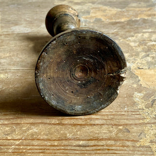 Primitive Antique French Turned Wooden Candlestick