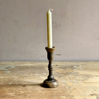 Primitive Antique French Turned Wooden Candlestick