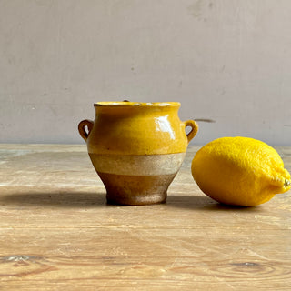 Antique Yellow Glazed Confit Pot - Rare Ultra Small