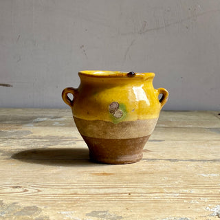 Antique Yellow Glazed Confit Pot - Rare Ultra Small