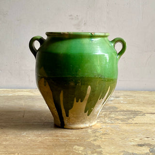 Antique French Green Glazed Confit Pot