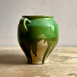 Antique French Green Glazed Confit Pot