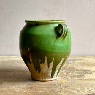 Antique French Green Glazed Confit Pot
