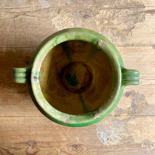 Antique French Green Glazed Confit Pot