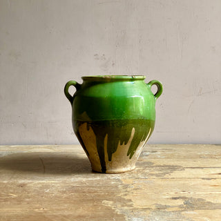 Antique French Green Glazed Confit Pot