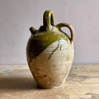 Antique French Green Glazed Cruche