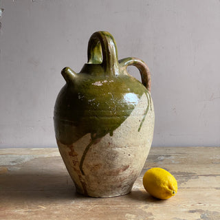 Antique French Green Glazed Cruche