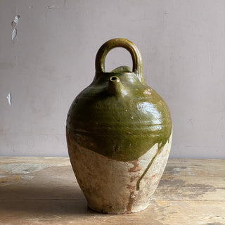 Antique French Green Glazed Cruche