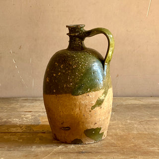 Antique French Green Oil Jug
