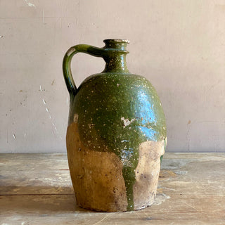 Antique French Green Oil Jug