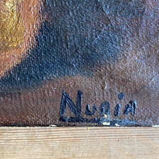 Vintage Spanish Oil On Canvas Table Fruit & Jam Scene