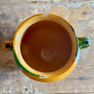 Magnificent French Green & Yellow Glazed Confit Pot